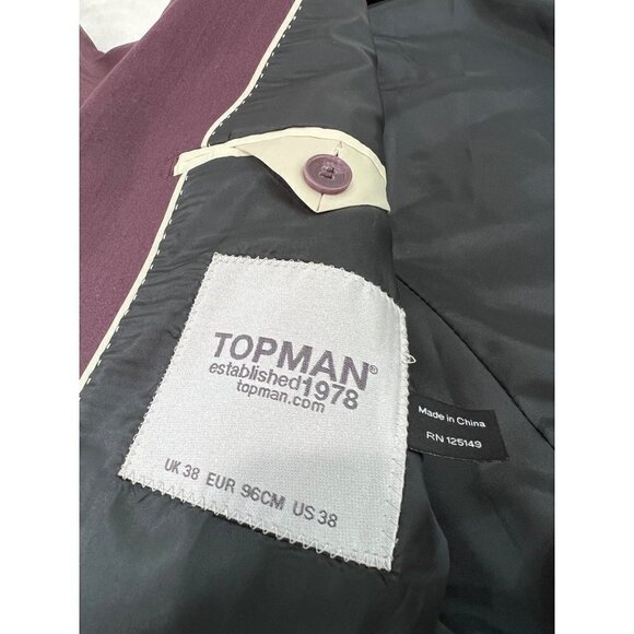 NWOT TOPMAN Size US 38 Skinny Suit Jacket Two Button color Berry - Picture 2 of 13